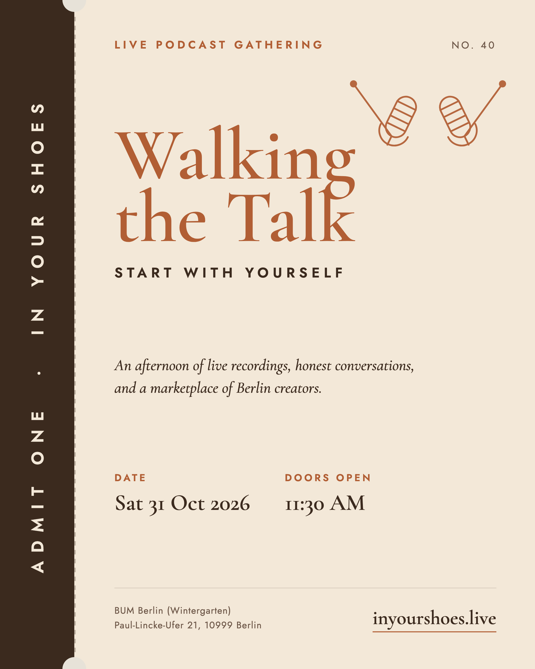 Walking the Talk: Start With Yourself — In Your Shoes LIVE, Berlin, Sat 31 Oct 2026